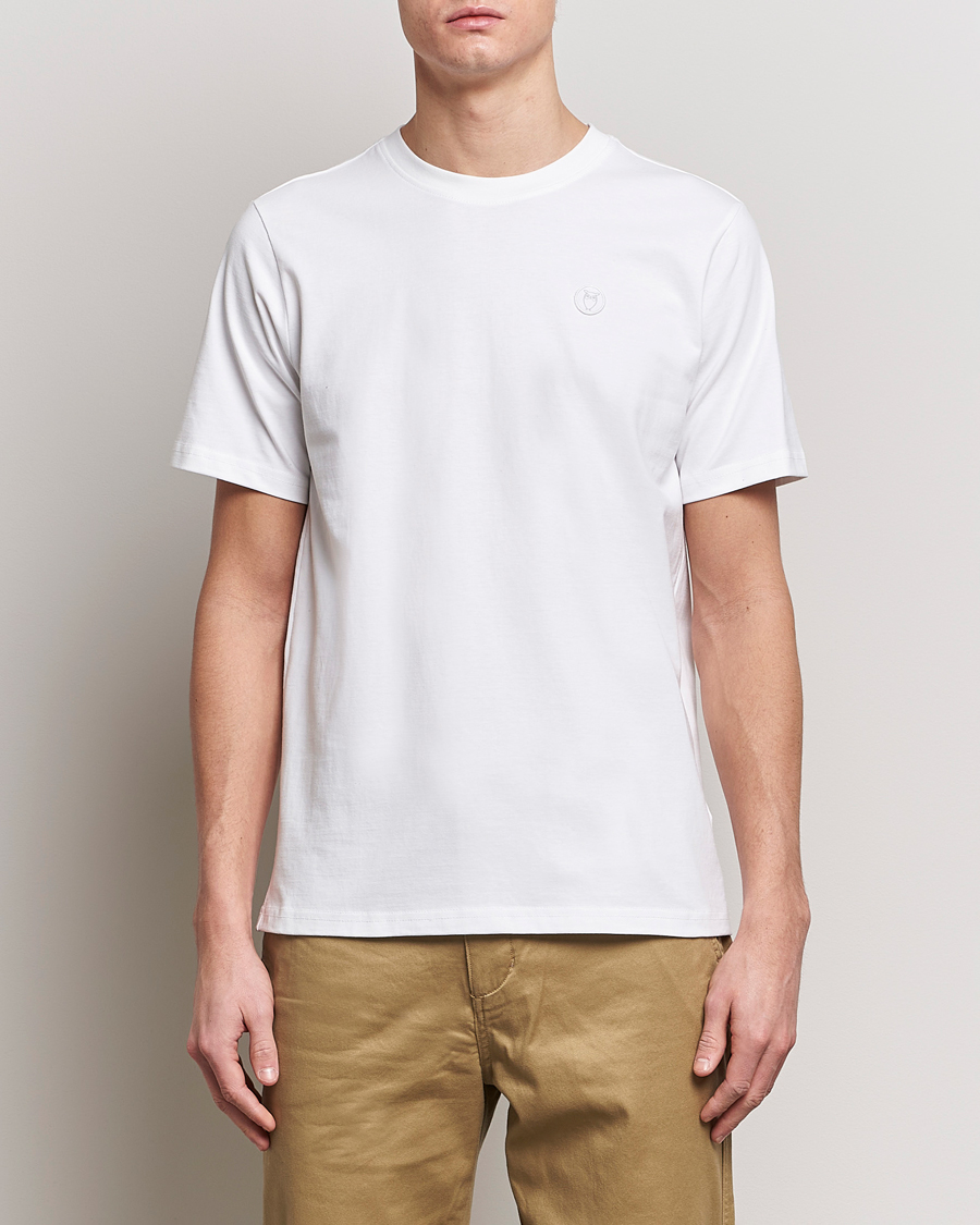 Herren | Weiße T-Shirts | KnowledgeCotton Apparel | Loke Badge T-Shirt Bright White