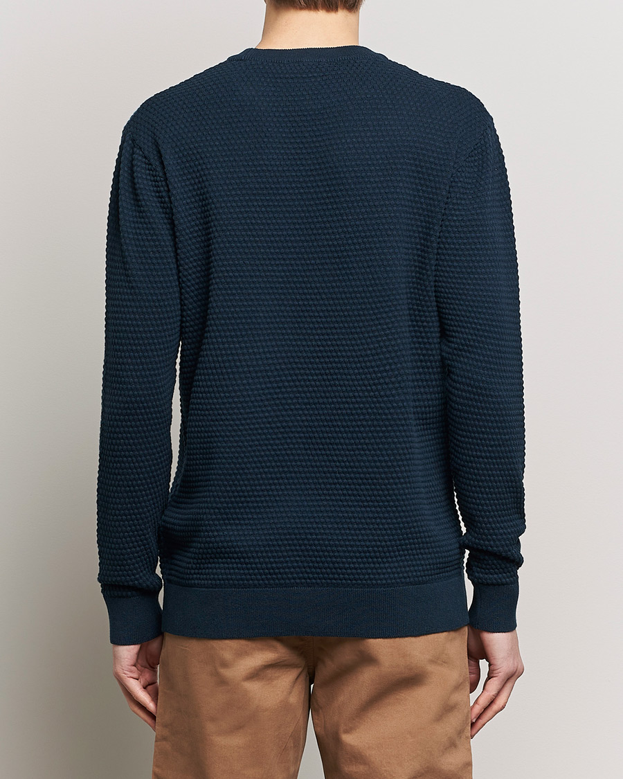 Herren | Pullover | KnowledgeCotton Apparel | Vagn Bubble Knit Cotton Crew Neck Total Eclipse