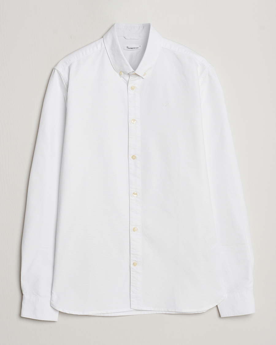 Herren | Hemden | KnowledgeCotton Apparel | Harald Small Owl Regular Oxford Shirt Bright White