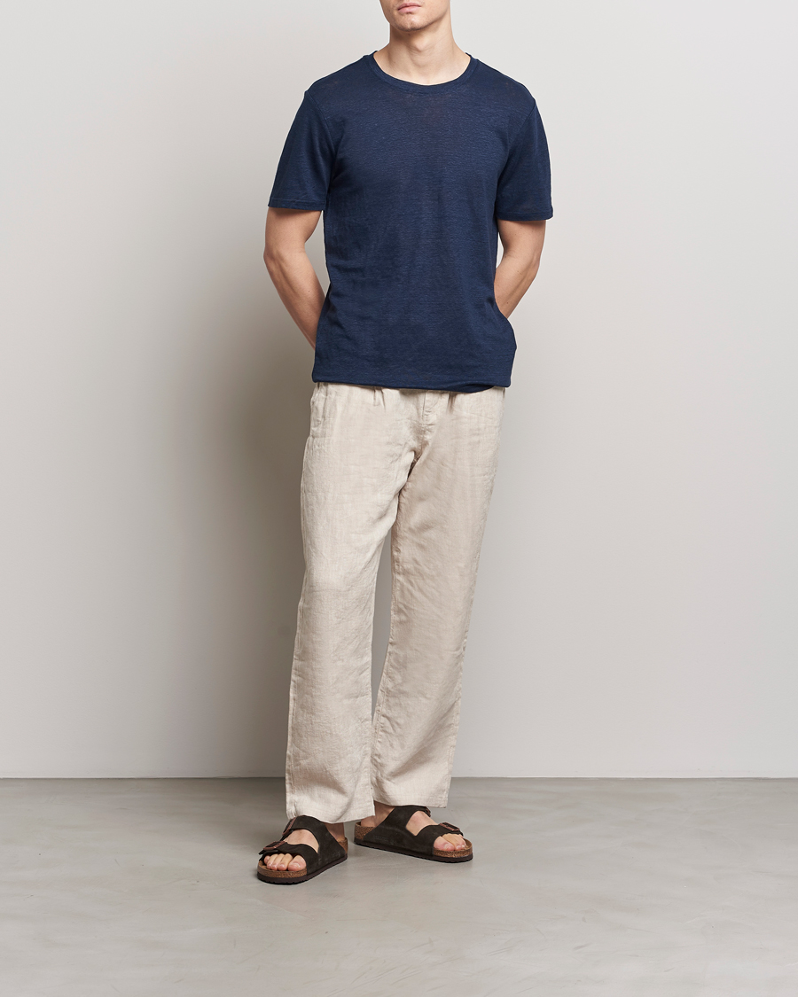 Herren | T-Shirts | KnowledgeCotton Apparel | Organic Linen T-Shirt Total Eclipse