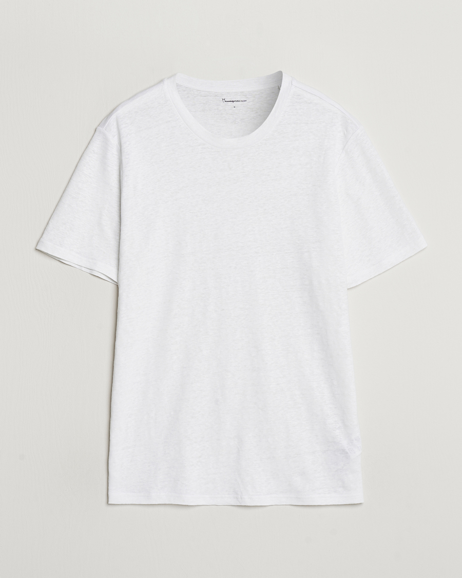 Herren | T-Shirts | KnowledgeCotton Apparel | Organic Linen T-Shirt Bright White