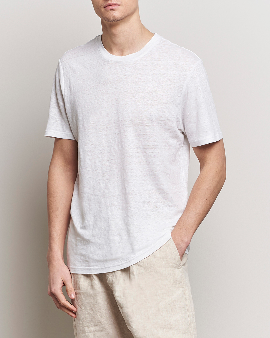 Herren | Weiße T-Shirts | KnowledgeCotton Apparel | Organic Linen T-Shirt Bright White