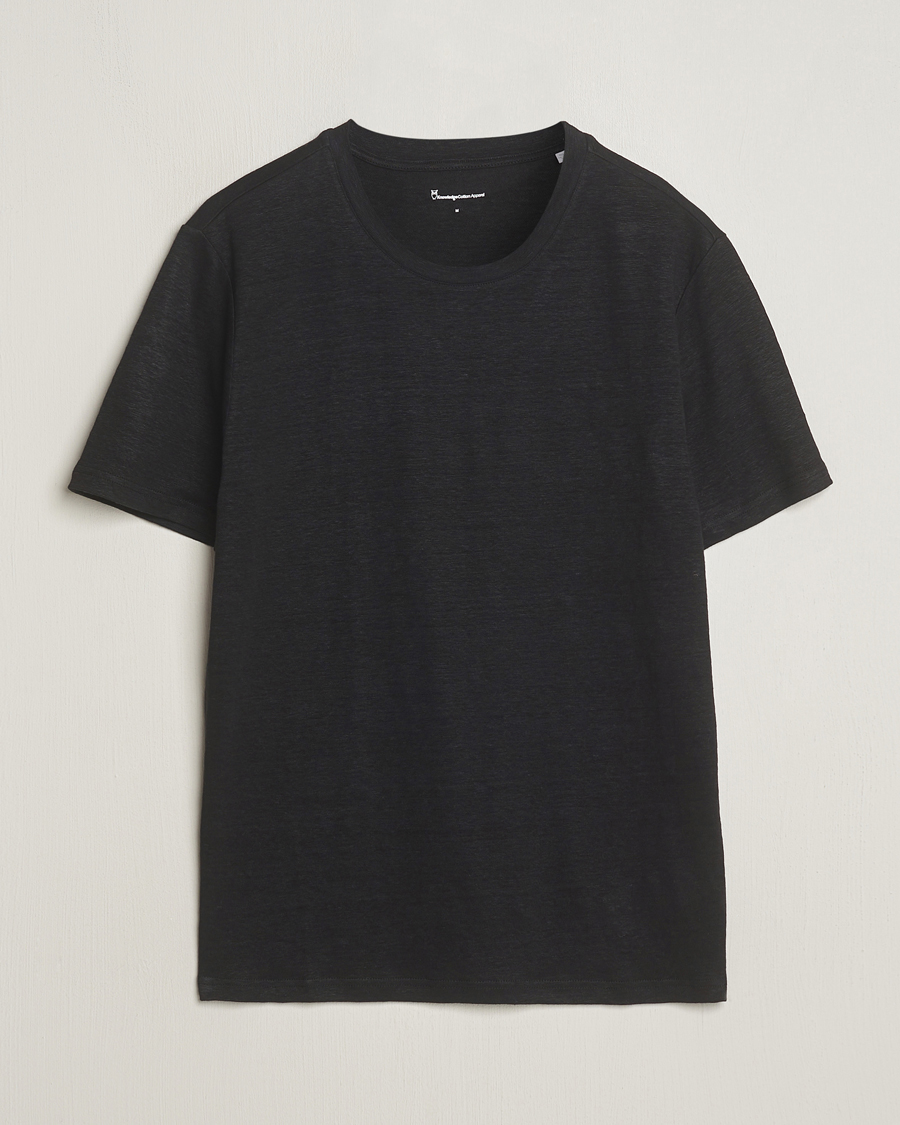 Herren | T-Shirts | KnowledgeCotton Apparel | Organic Linen T-Shirt Black