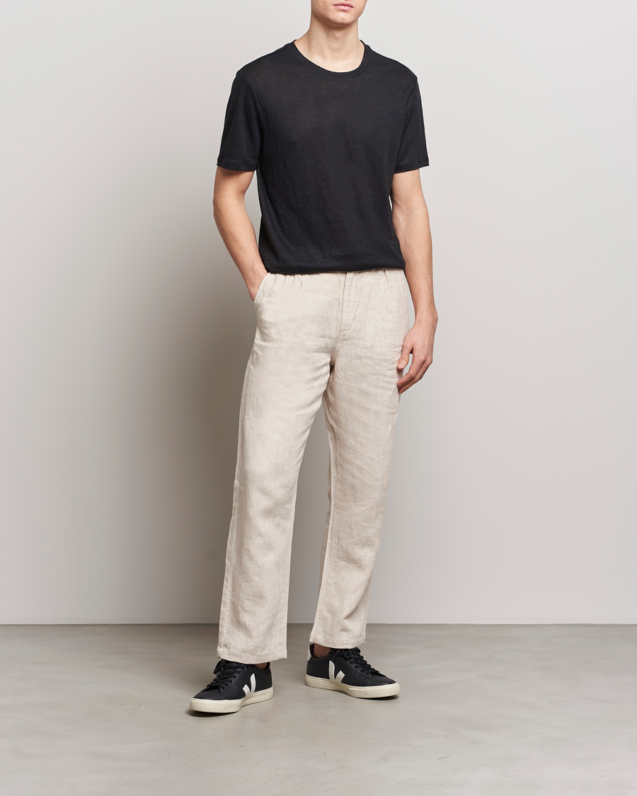 Herren | T-Shirts | KnowledgeCotton Apparel | Organic Linen T-Shirt Black