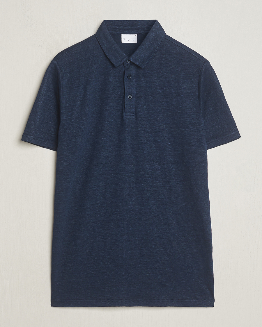 Herren | Poloshirts | KnowledgeCotton Apparel | Regular Linen Polo Total Eclipse