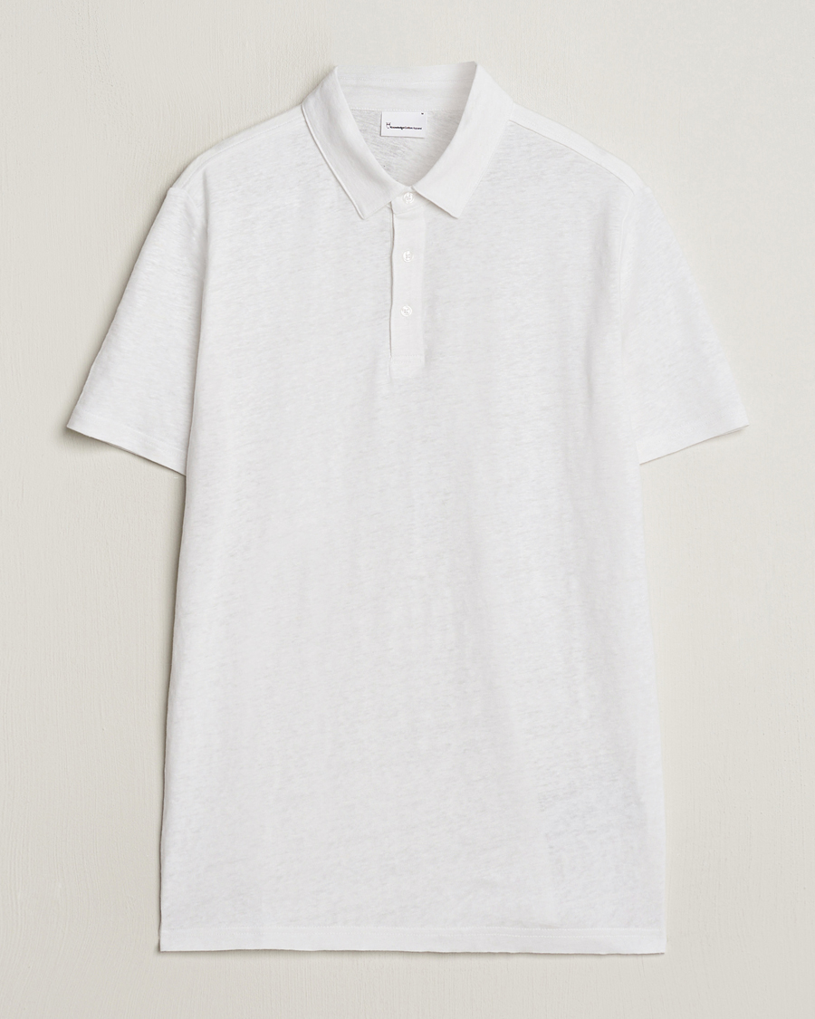 Herren | Poloshirts | KnowledgeCotton Apparel | Regular Linen Polo Bright White
