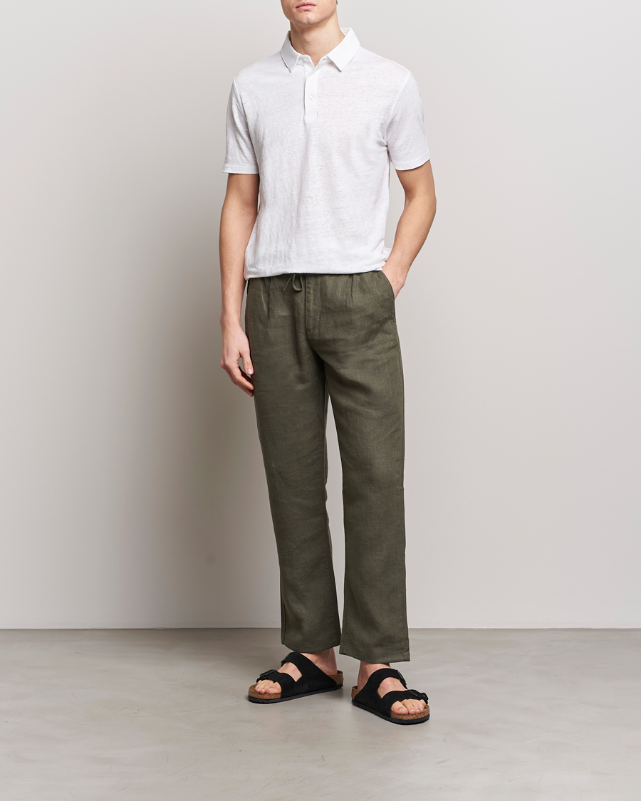 Herren | Poloshirts | KnowledgeCotton Apparel | Regular Linen Polo Bright White