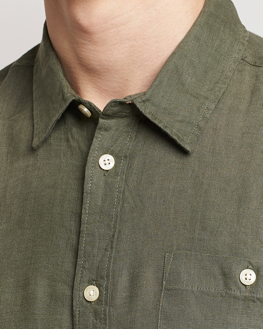 Herren | Hemden | KnowledgeCotton Apparel | Regular Linen Shirt Burnt Olive