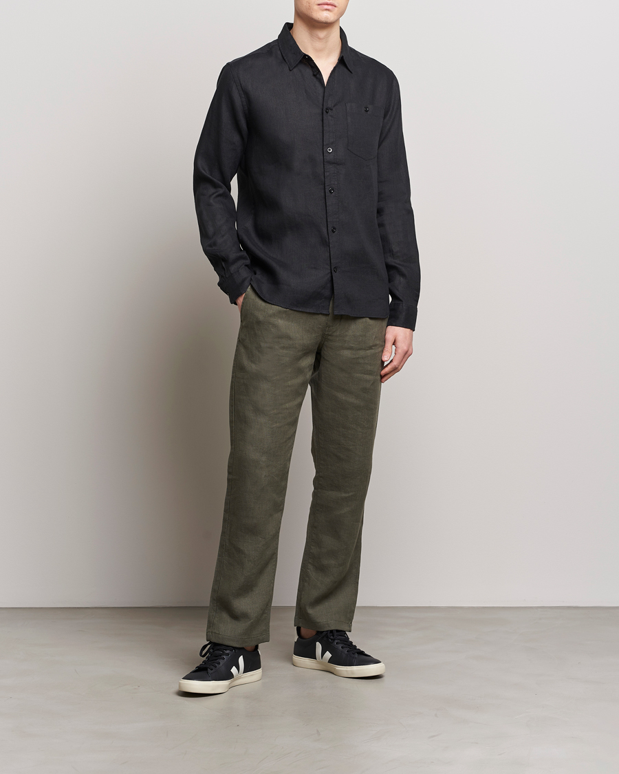 Herren | Hemden | KnowledgeCotton Apparel | Regular Linen Shirt Black
