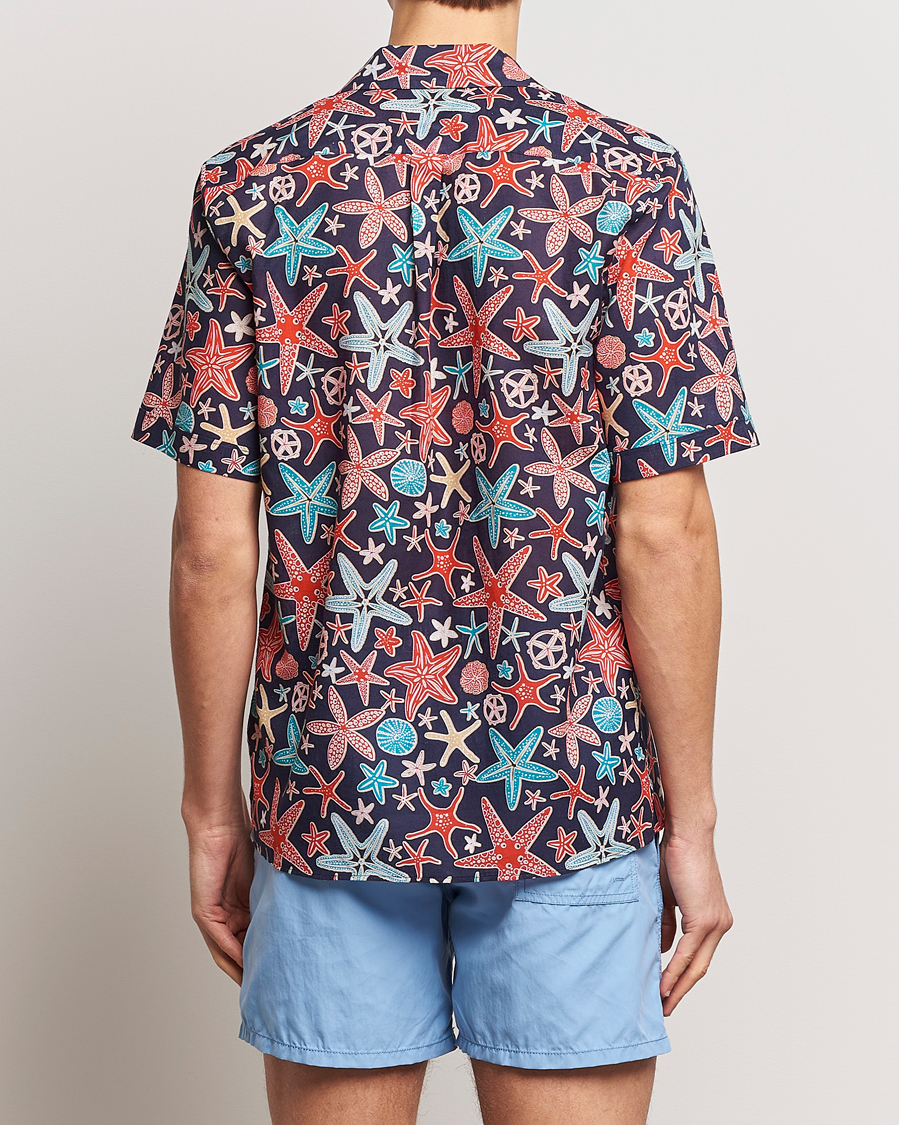 Herren | Hemden | Vilebrequin | Charli Cotton/Linen Short Sleeve Shirt Bleu Marine