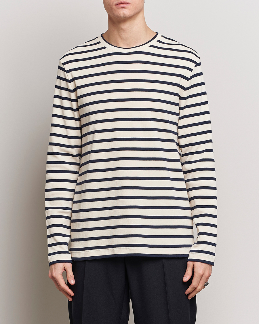 Herren |  | Jil Sander | Long Sleeve Rib Cotton T-Shirt Marine Stripes
