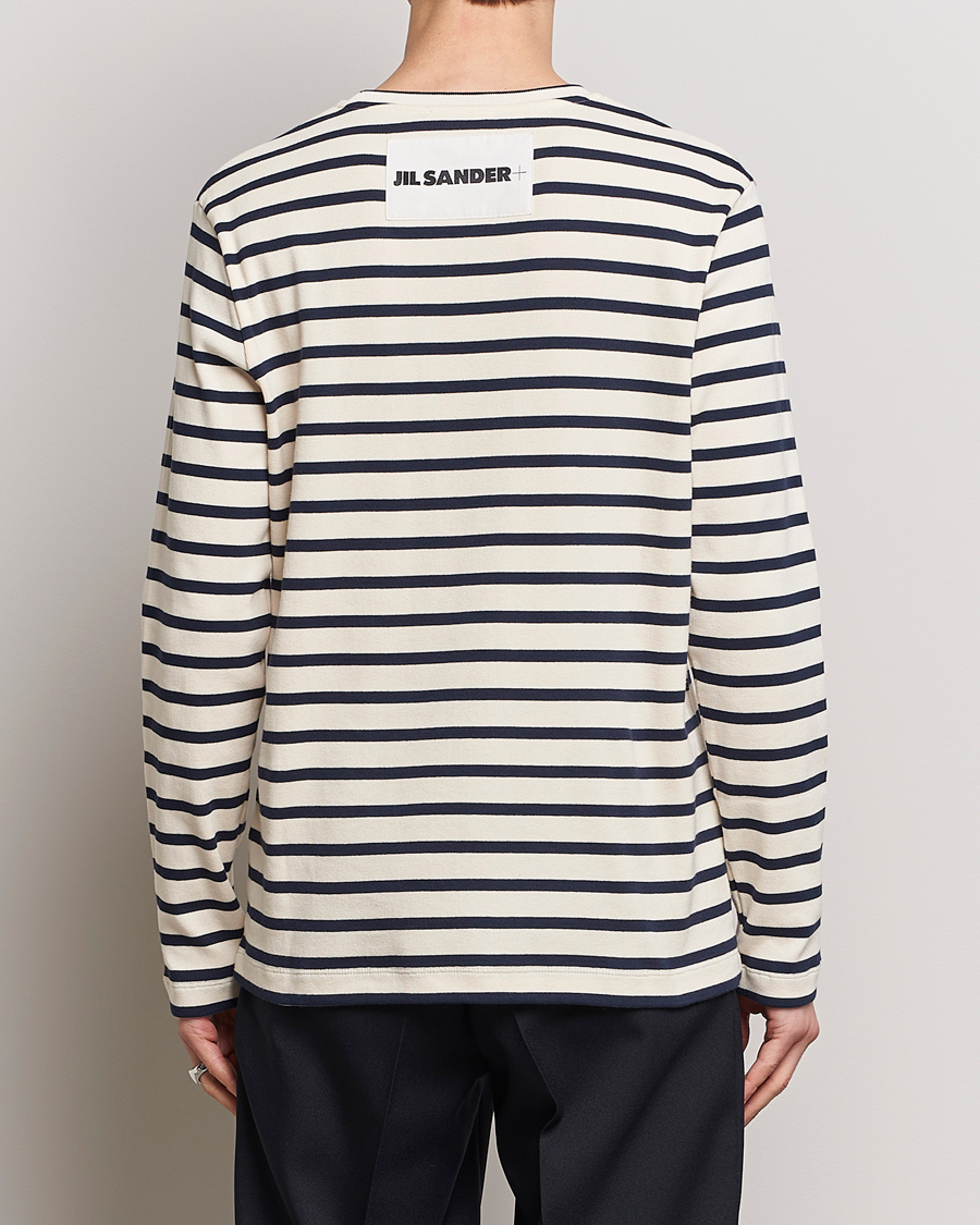 Herren | T-Shirts | Jil Sander | Long Sleeve Rib Cotton T-Shirt Marine Stripes