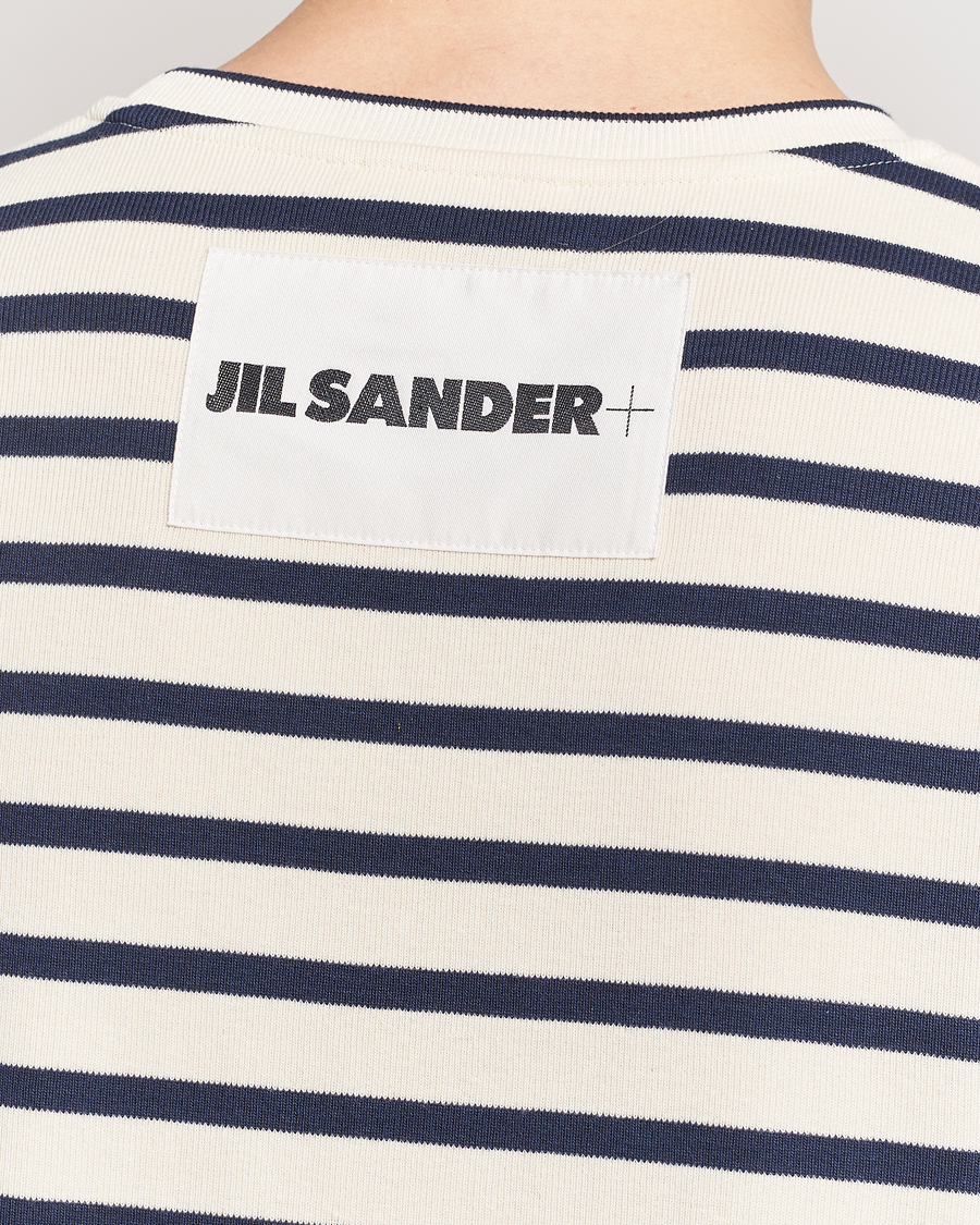 Herren | T-Shirts | Jil Sander | Long Sleeve Rib Cotton T-Shirt Marine Stripes