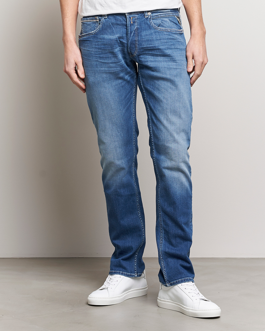 Herren | Blaue jeans | Replay | Grover Straight Fit Stretch Jeans Medium Blue