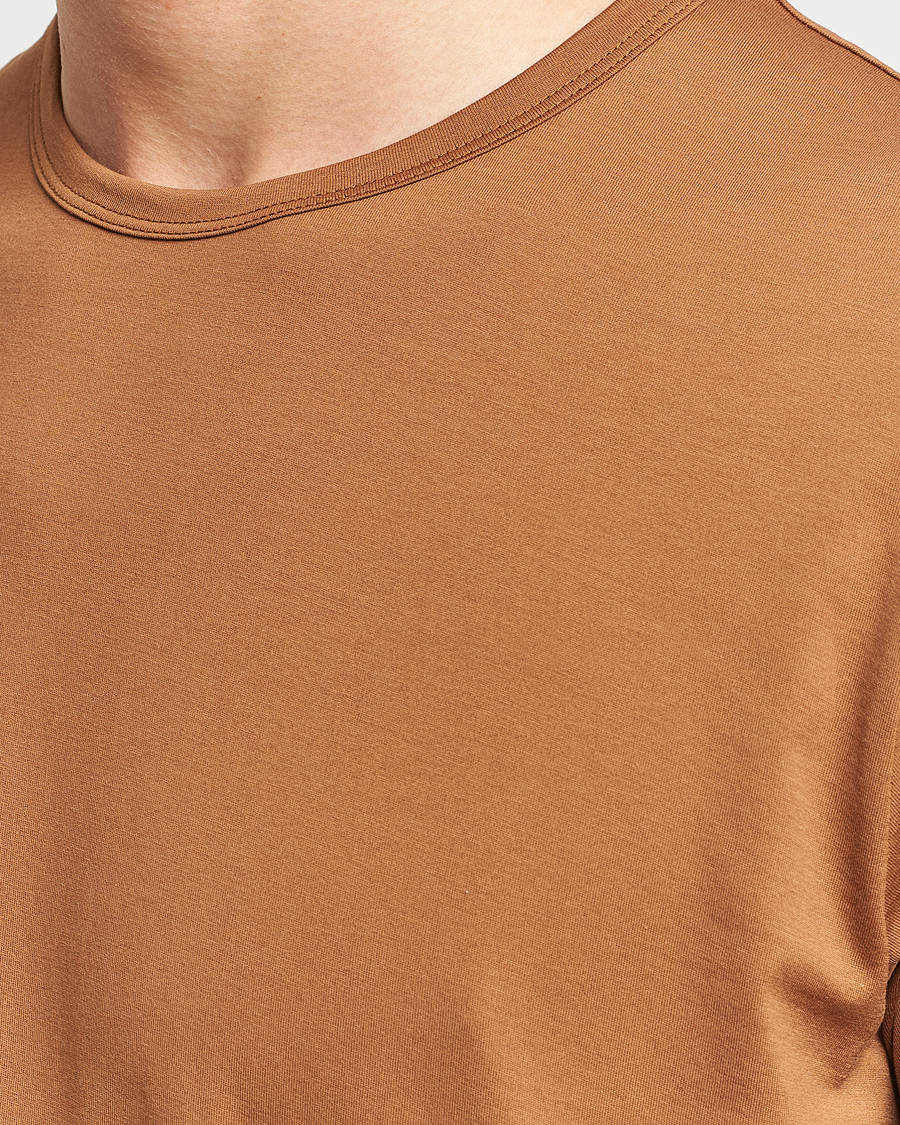 Herren | T-Shirts | Sunspel | Crew Neck Cotton Tee Dark Camel