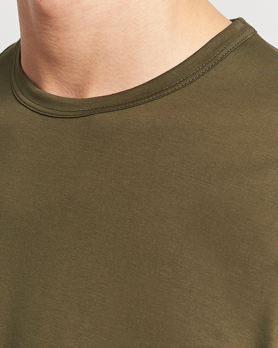 Herren | T-Shirts | Sunspel | Crew Neck Cotton Tee Dark Olive