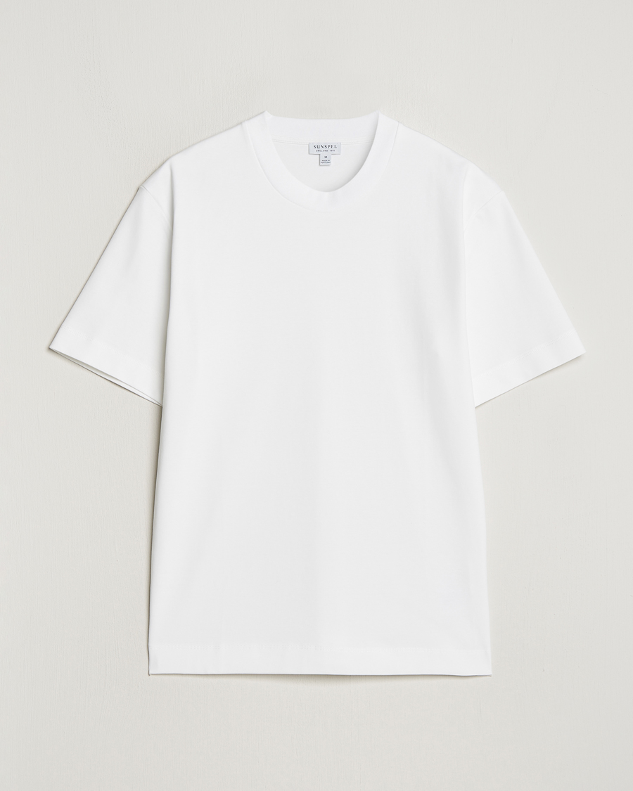 Herren | T-Shirts | Sunspel | Heavyweight Mock Neck T-Shirt White