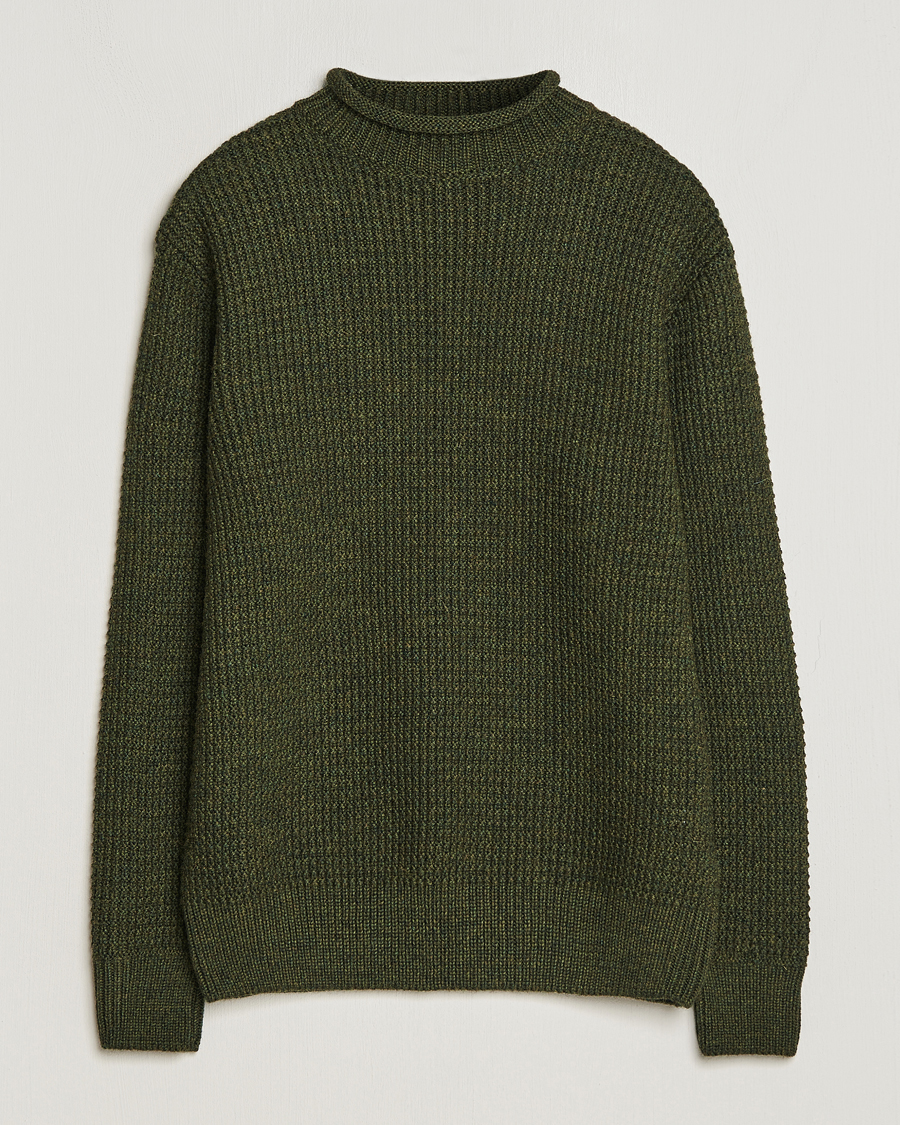 Herren | Pullover | Sunspel | Fisherman Merino Wool Jumper Dark Olive