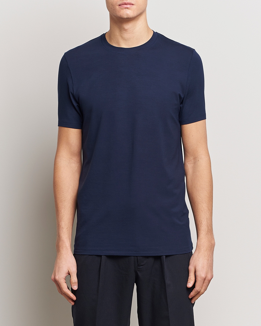 Herren | T-Shirts | Zimmerli of Switzerland | Pureness Modal Crew Neck T-Shirt Navy