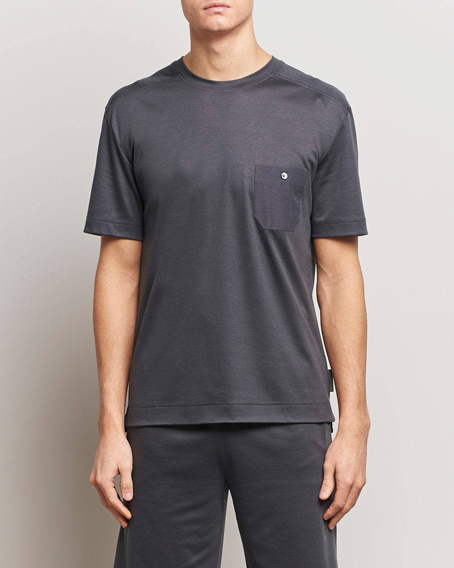 Herren | Pyjamas | Zimmerli of Switzerland | Cotton/Modal Crew Neck Loungwear T-Shirt Phantom