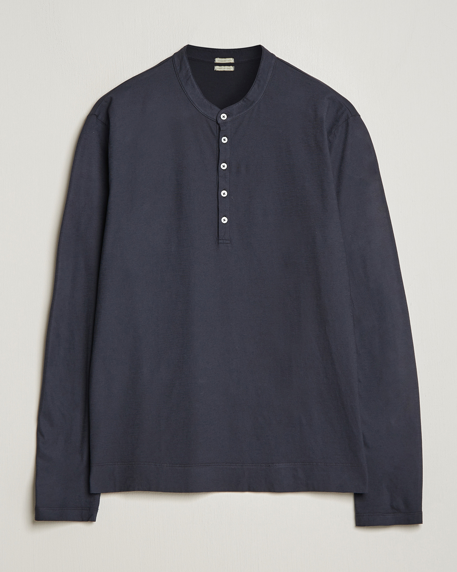 Herren | Pullover | Massimo Alba | Hawai Watercolor Henley Washed Black