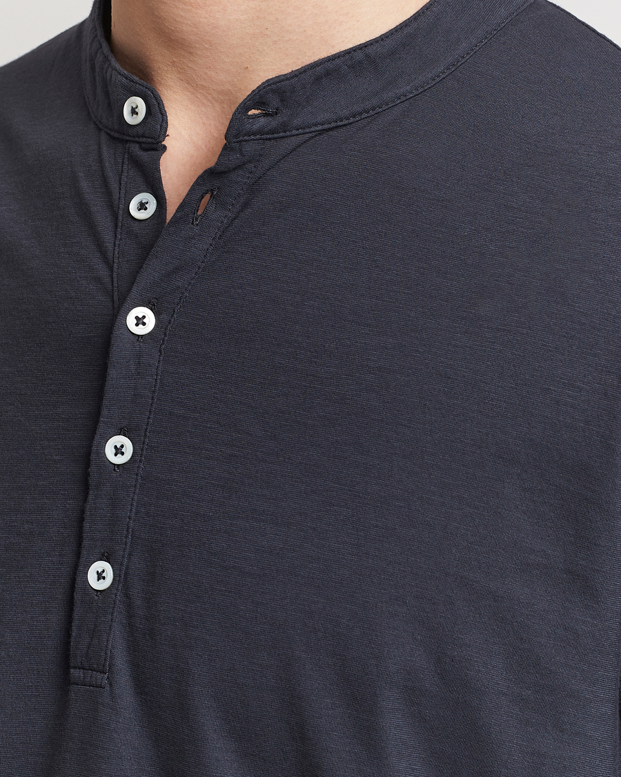Herren | Pullover | Massimo Alba | Hawai Watercolor Henley Washed Black