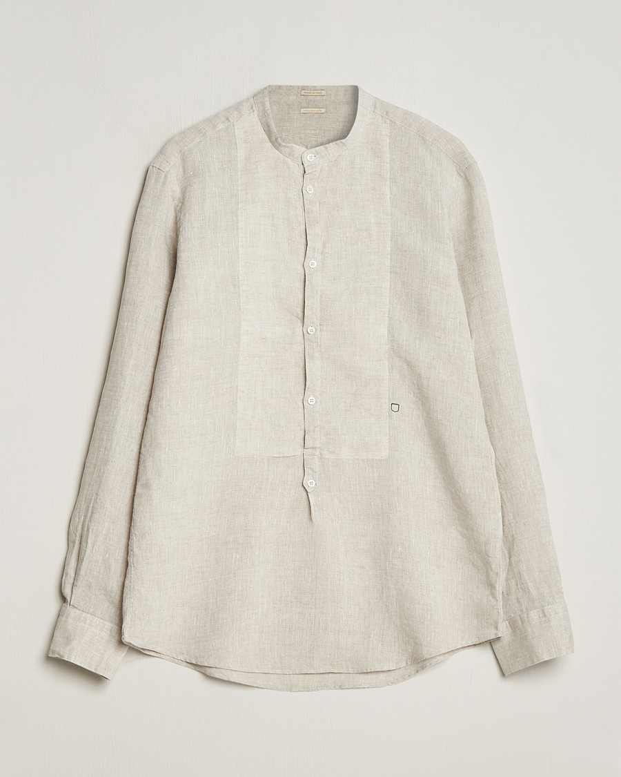 Herren | Hemden | Massimo Alba | Kos Grandad Collar Linen Shirt Light Beige
