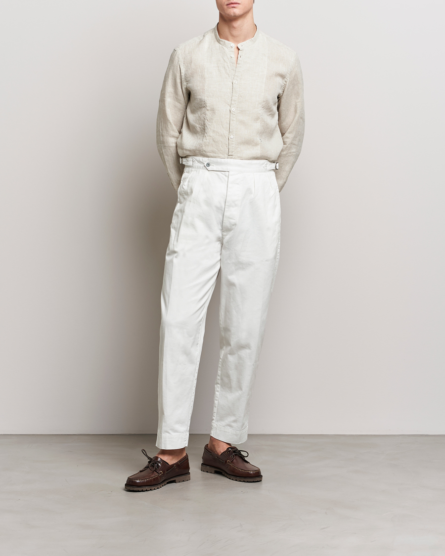 Herren | Hemden | Massimo Alba | Kos Grandad Collar Linen Shirt Light Beige