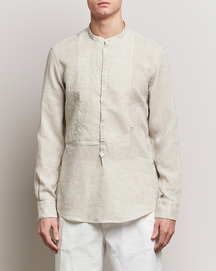Herren | Kleidung | Massimo Alba | Kos Grandad Collar Linen Shirt Light Beige