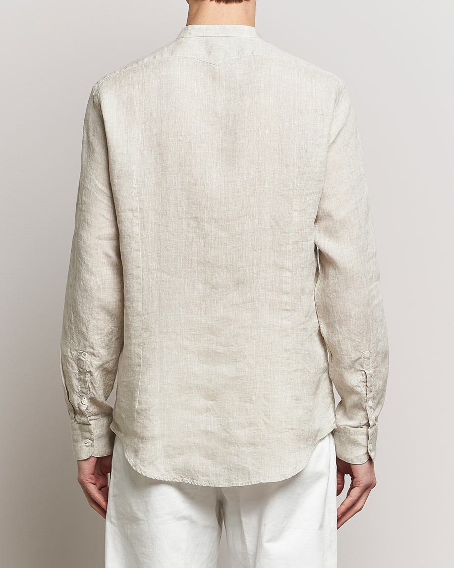 Herren | Hemden | Massimo Alba | Kos Grandad Collar Linen Shirt Light Beige