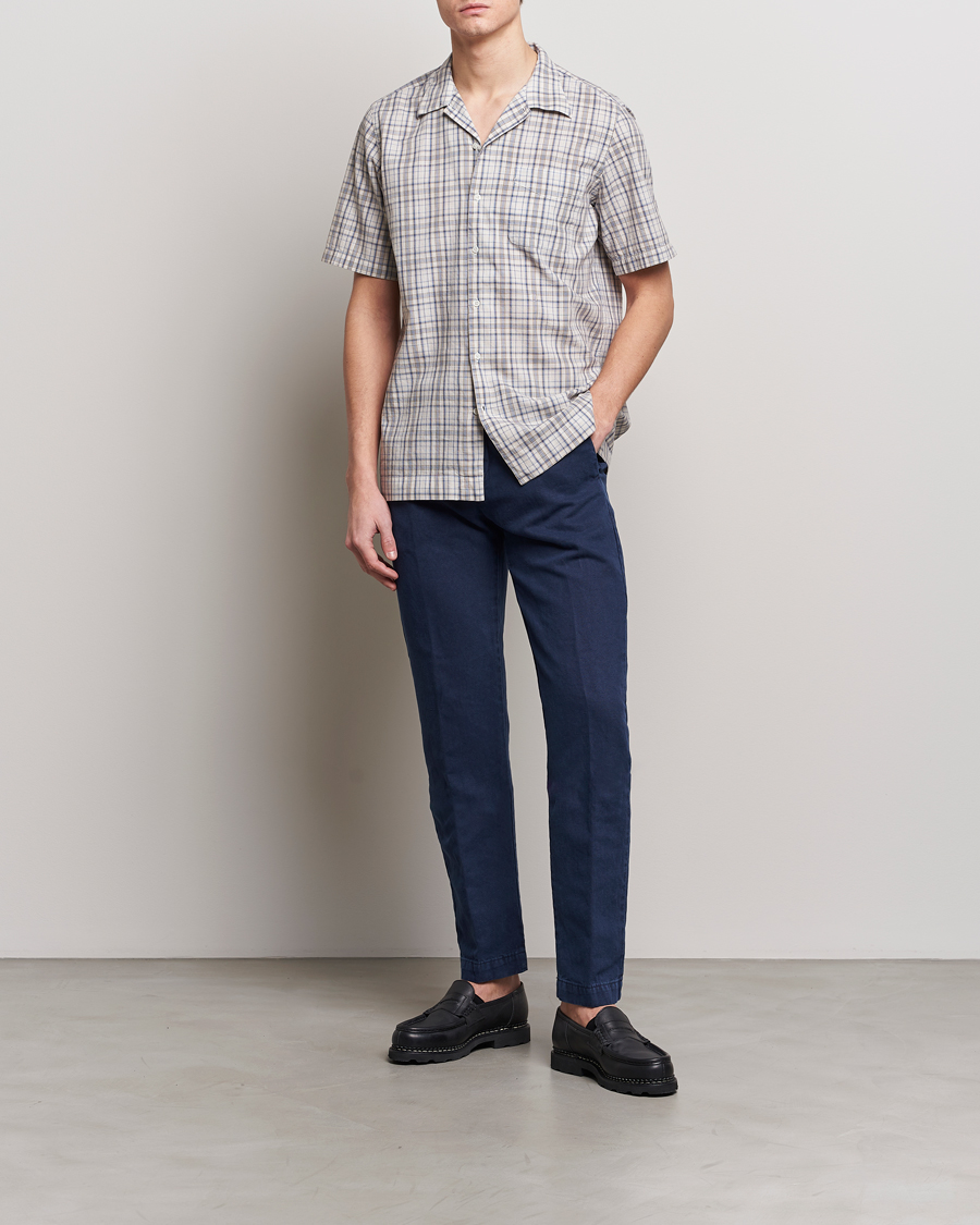 Herren | Hemden | Massimo Alba | Venice Macro Check Bowling Shirt Blue/Beige