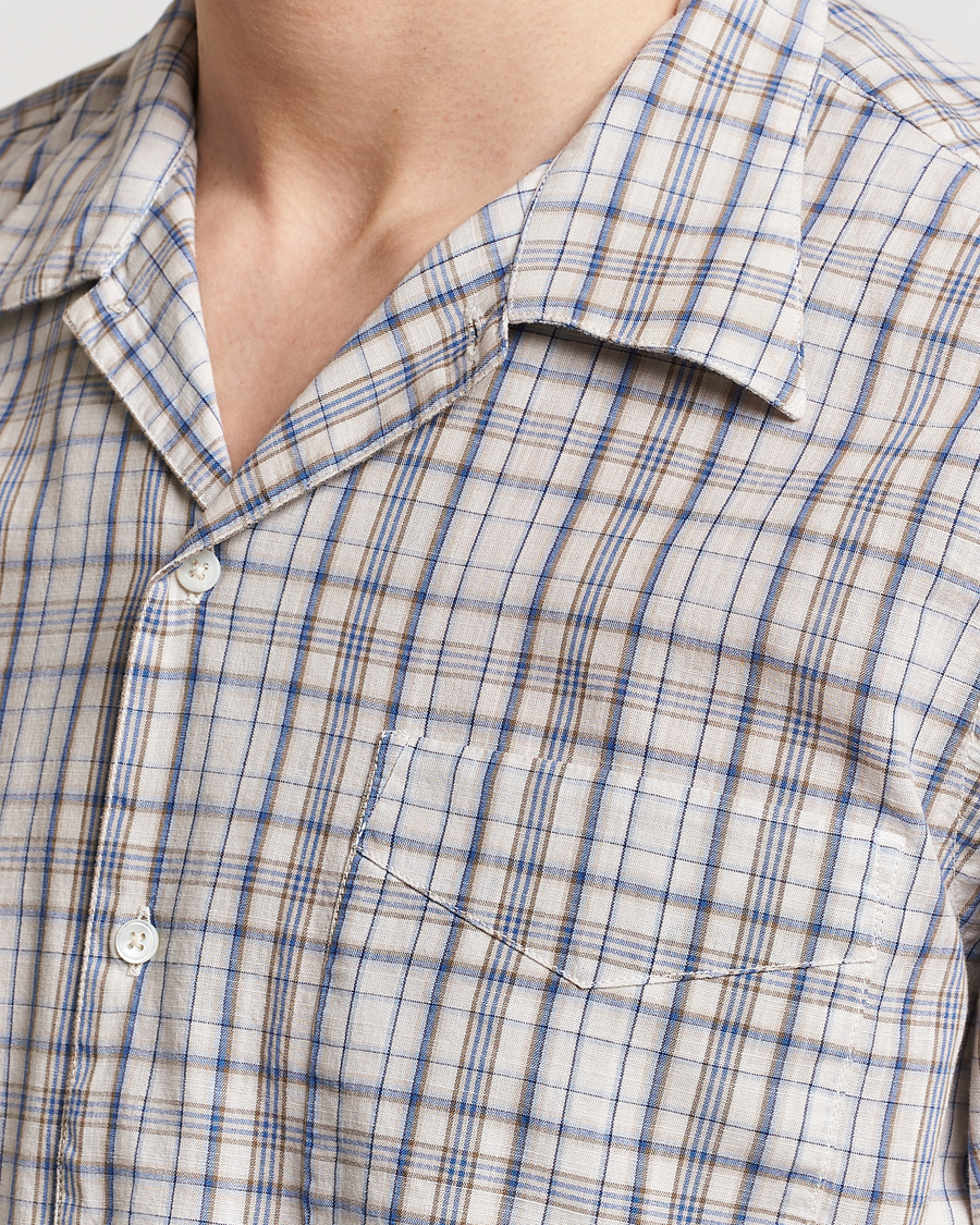 Herren | Hemden | Massimo Alba | Venice Macro Check Bowling Shirt Blue/Beige