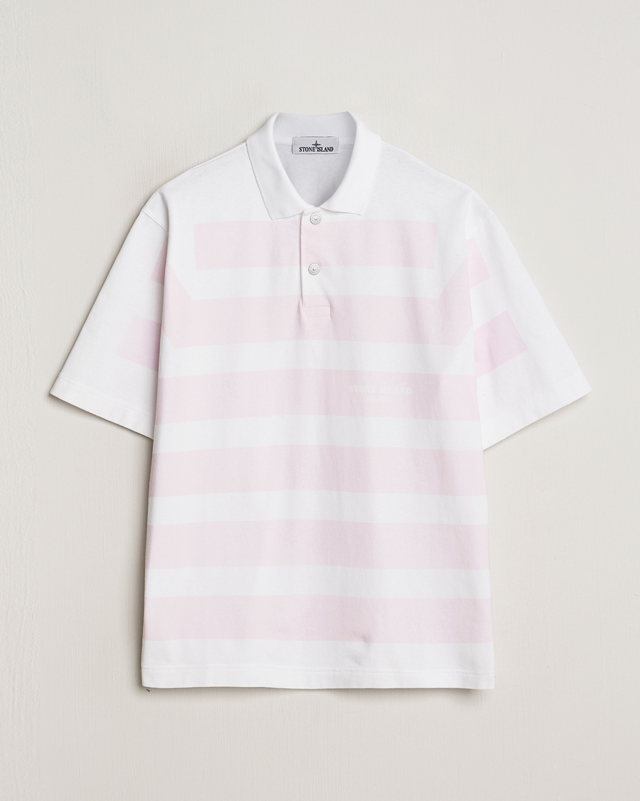 Herren | Poloshirts | Stone Island | Marina Striped Cotton Poloshirt White