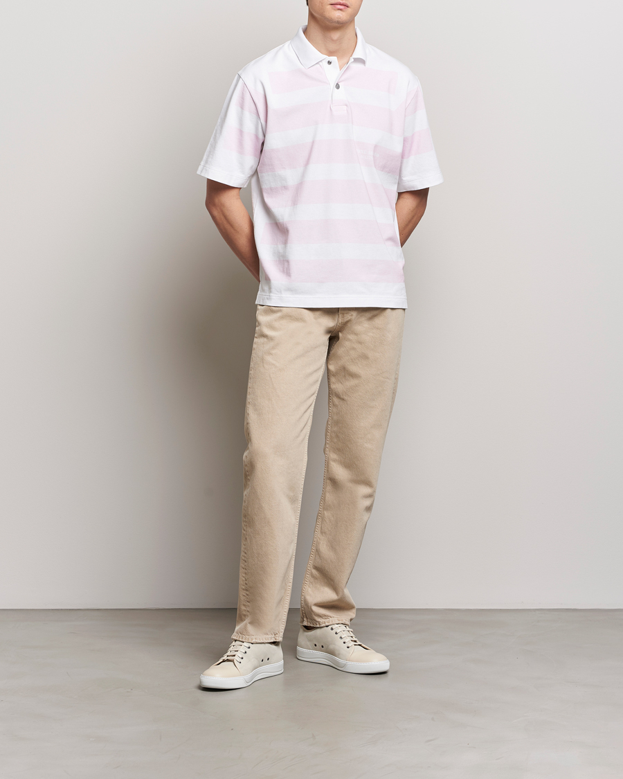 Herren | Poloshirts | Stone Island | Marina Striped Cotton Poloshirt White