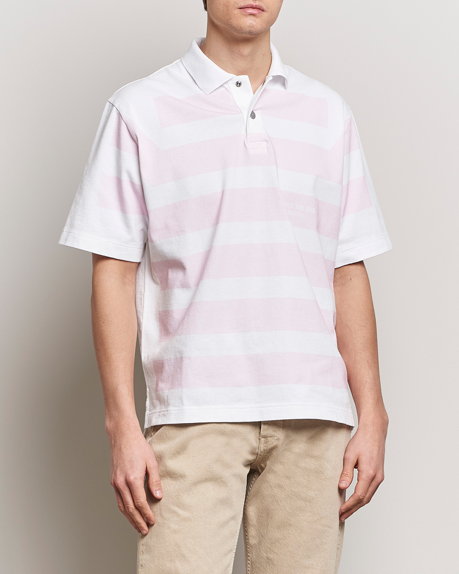 Herren | Poloshirts | Stone Island | Marina Striped Cotton Poloshirt White