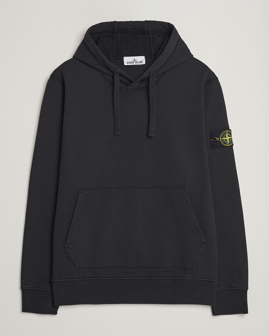 Herren | Pullover | Stone Island | Garment Dyed Cotton Fleece Hood Black