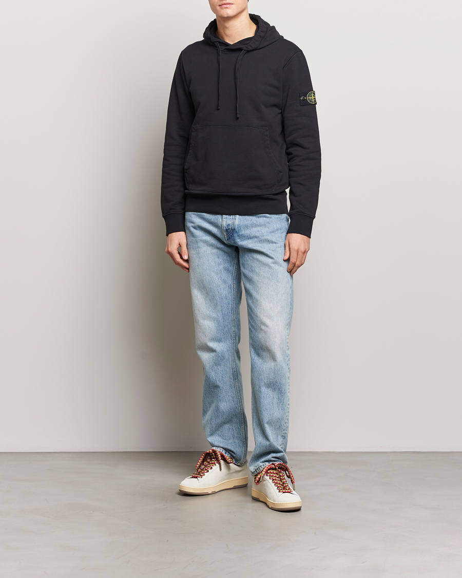Herren | Pullover | Stone Island | Garment Dyed Cotton Fleece Hood Black