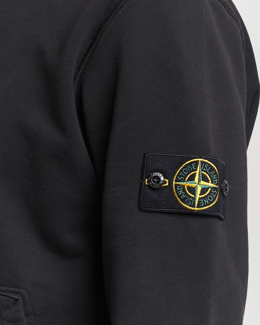 Herren | Pullover | Stone Island | Garment Dyed Cotton Fleece Hood Black