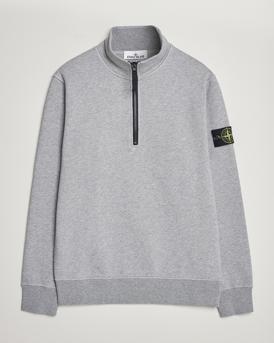 Herren | Pullover | Stone Island | Garment Dyed Cotton Half Zip Melange Grey