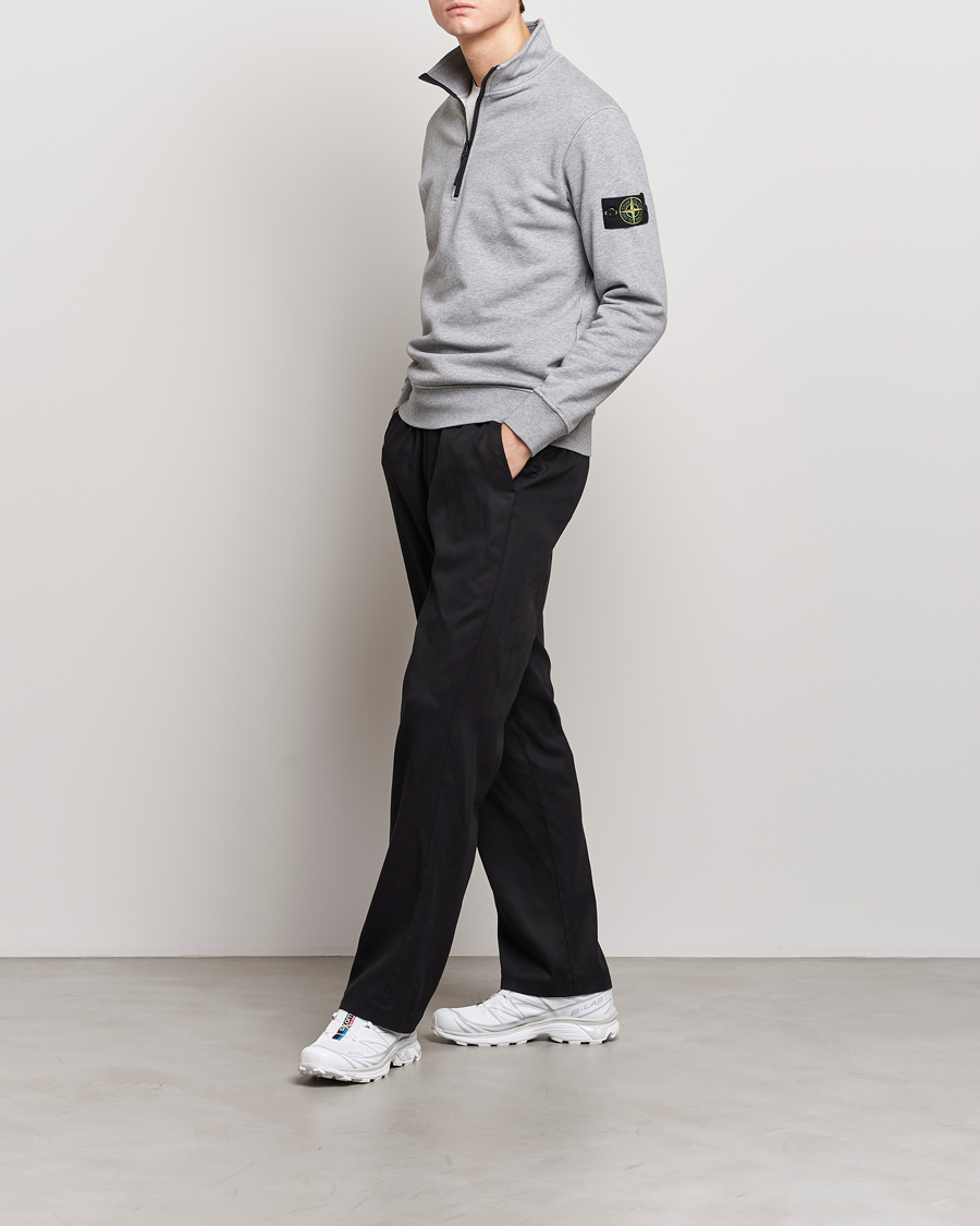 Herren | Pullover | Stone Island | Garment Dyed Cotton Half Zip Melange Grey