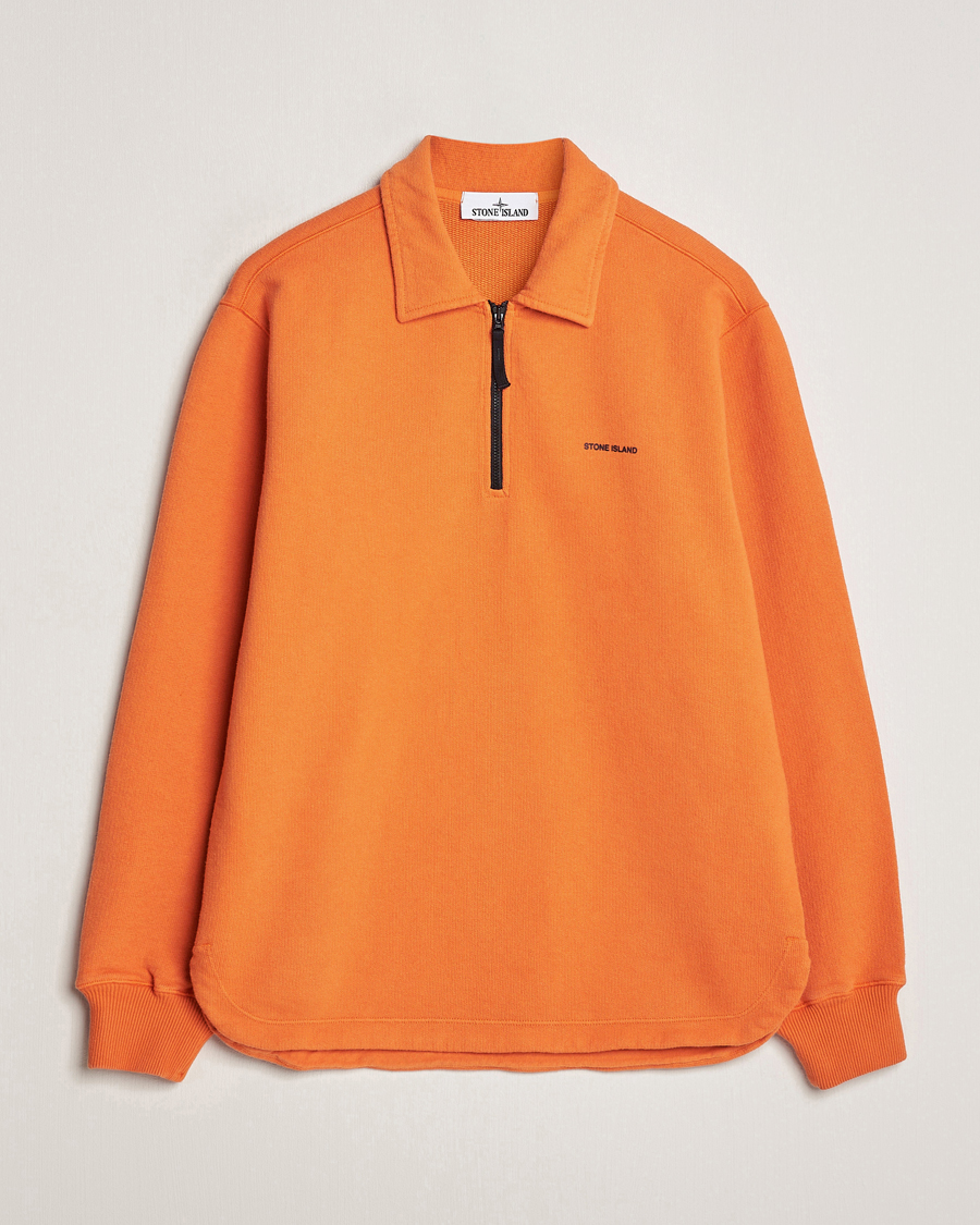 Herren | Pullover | Stone Island | Heavy Cotton Fleece Half Zip Sweatshirt Orange