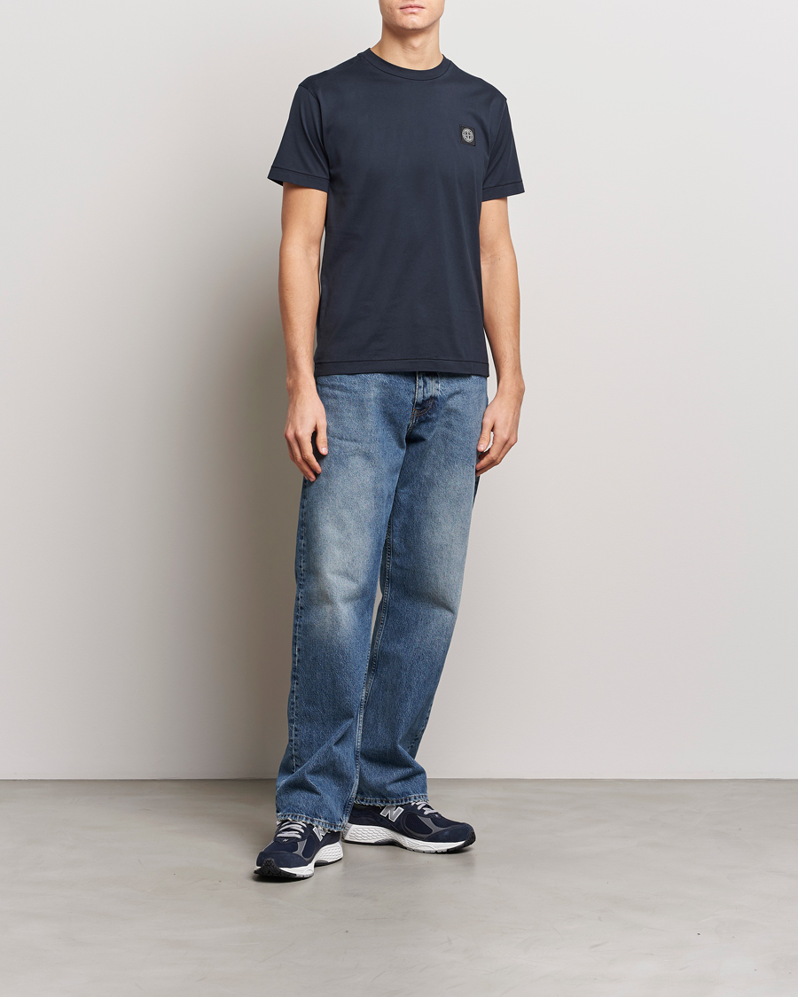 Herren | T-Shirts | Stone Island | Garment Dyed Cotton Jersey T-Shirt Navy Blue