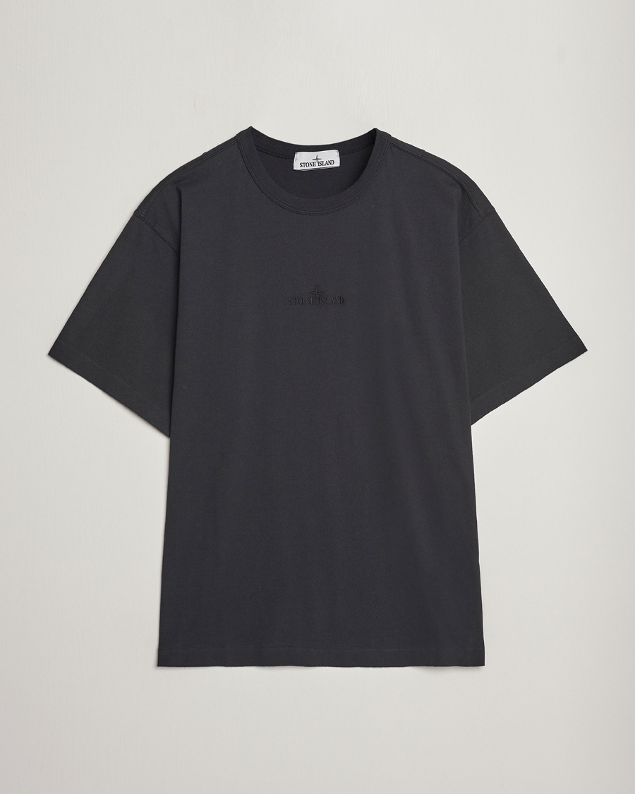 Herren | T-Shirts | Stone Island | Organic Cotton Fissato Effect Center Logo T-Shirt Black