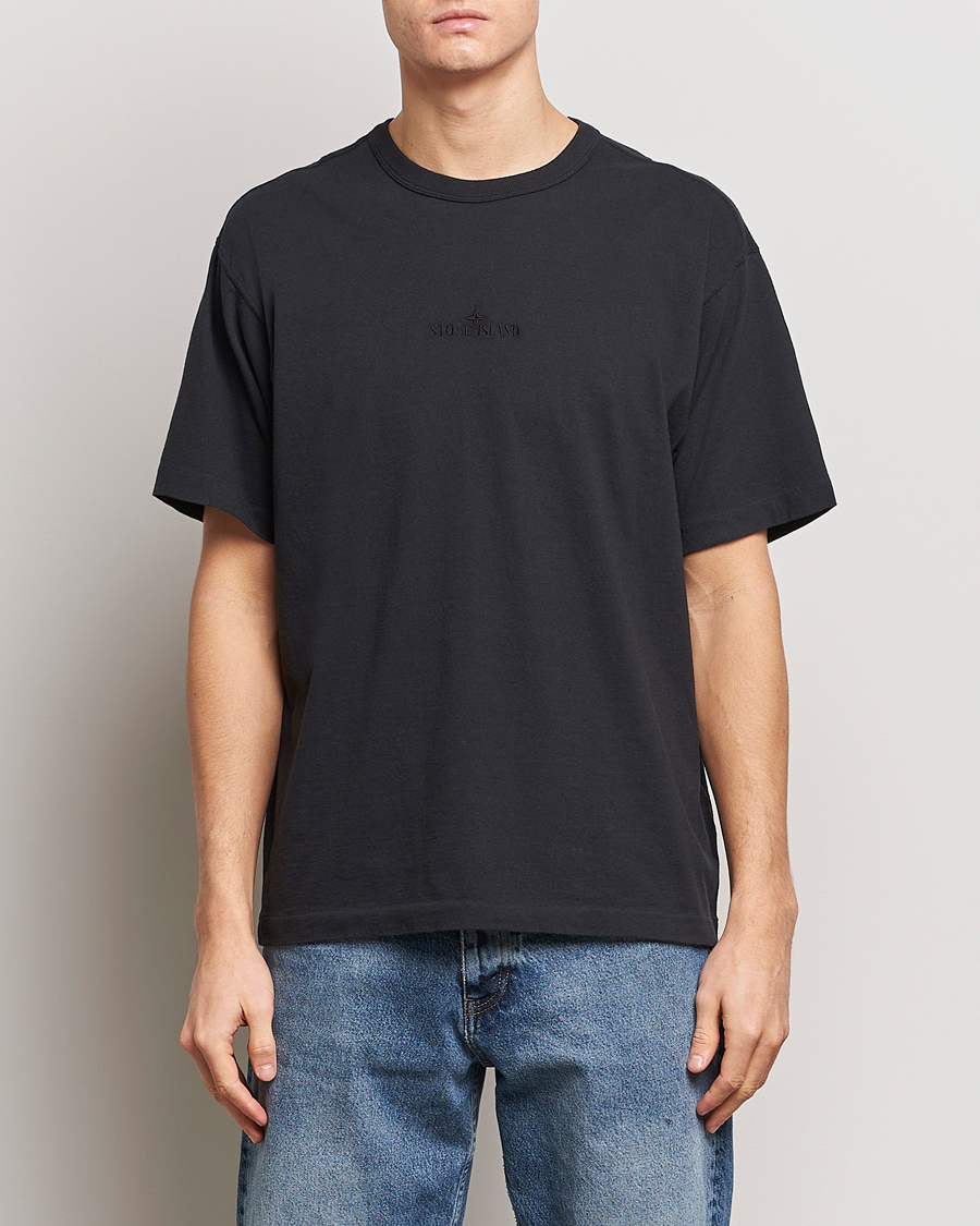 Herren | Kleidung | Stone Island | Organic Cotton Fissato Effect Center Logo T-Shirt Black