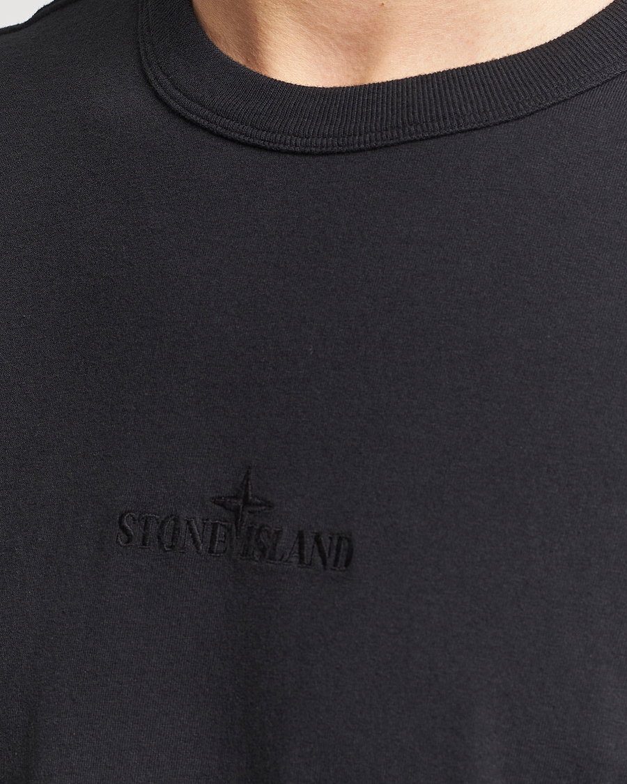 Herren | T-Shirts | Stone Island | Organic Cotton Fissato Effect Center Logo T-Shirt Black