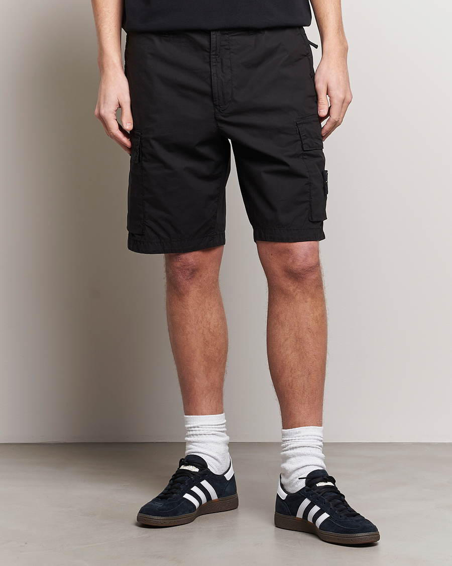 Herren |  | Stone Island | Stretch Cotton Tela Regular Fit Cargo Shorts Black