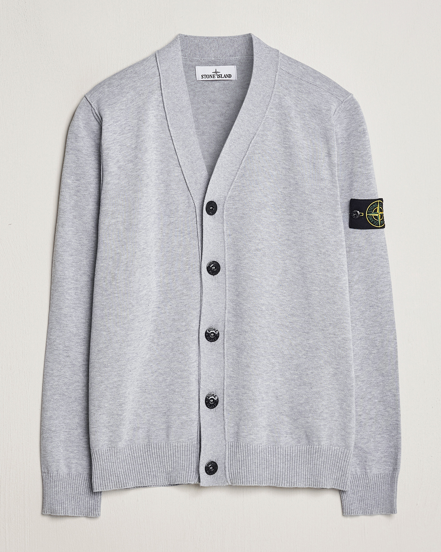 Herren | Pullover | Stone Island | Soft Organic Cotton Cardigan Dark Grey Melange