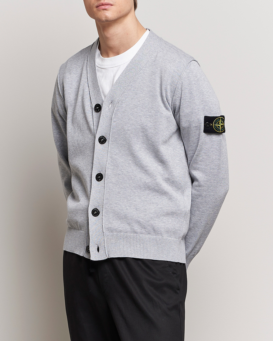 Herren | Pullover | Stone Island | Soft Organic Cotton Cardigan Dark Grey Melange