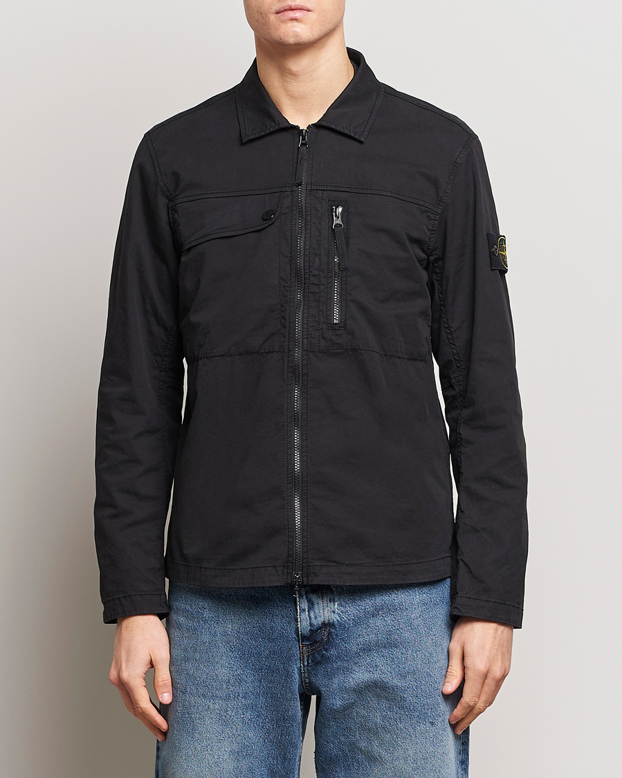 Herren | Kleidung | Stone Island | Cotton Twill Stretch Zip Overshirt Black