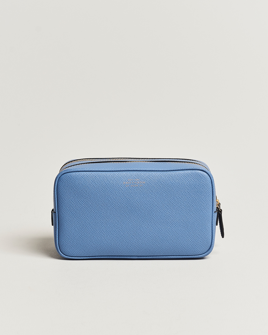 Herren | Smythson Panama Double Zip Washbag Nile Blue | Smythson | Panama Double Zip Washbag Nile Blue
